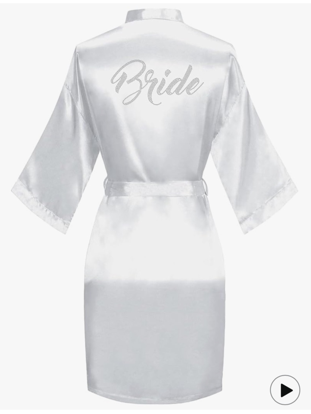 Women’s Satin White Robe with Silver  Rhinestones “Bride” Getting Ready